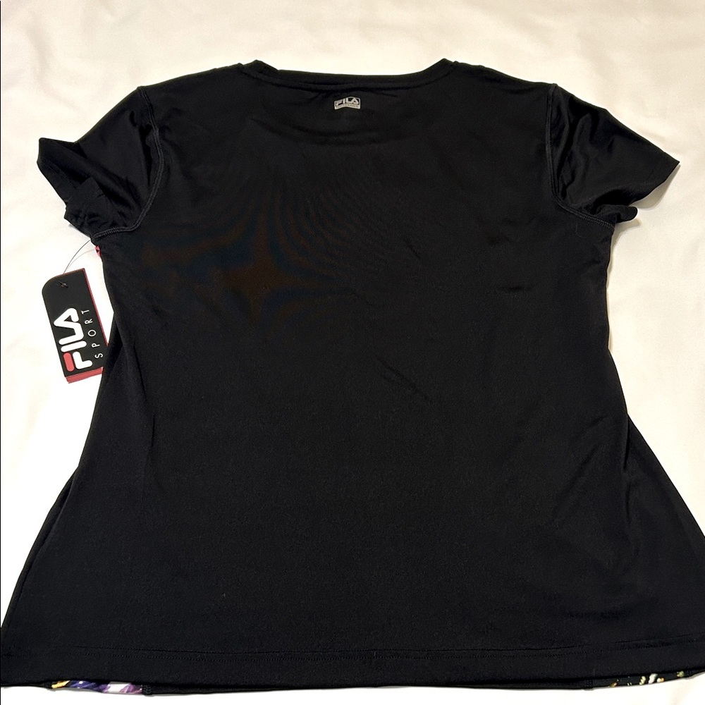 Fila Women's Black Tee with Colorful Accents - Picture 4 of 5